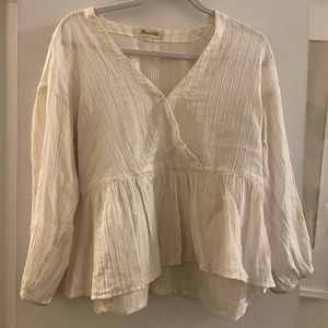 Madewell White Peplum Top with Sparkly Threads, M
